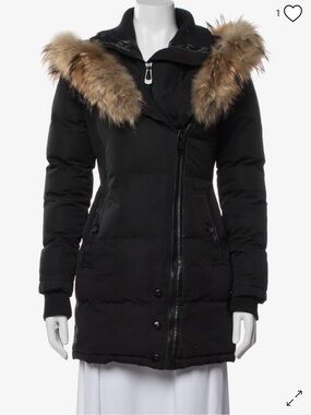 Barneys New York Down Coat with Fur Trim